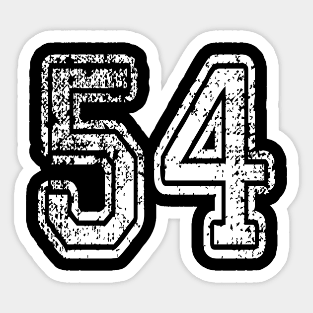 Number 54 Grungy in white Sticker by Sterling